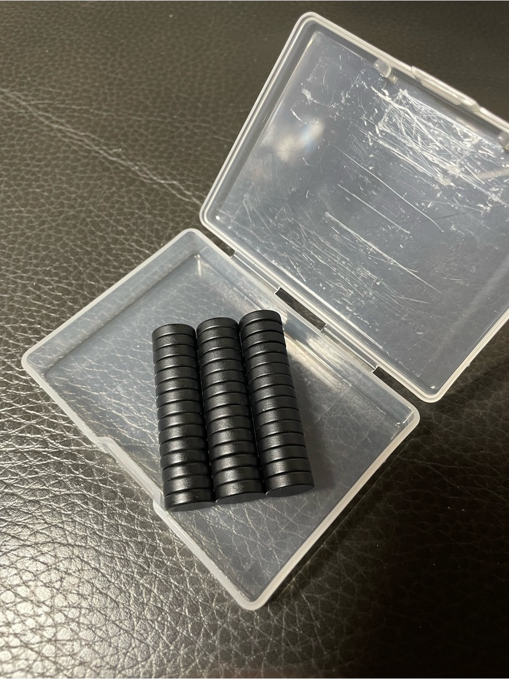 45 Pack Black Ferrite Disc Magnets with Plastic Storage Case